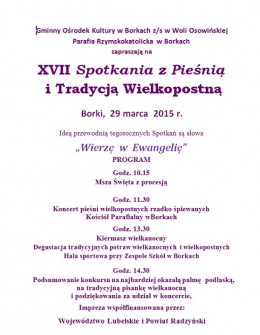Zaproszenie na XVII Spotkanie z Pieśnią i Tradycją Wielkopostną