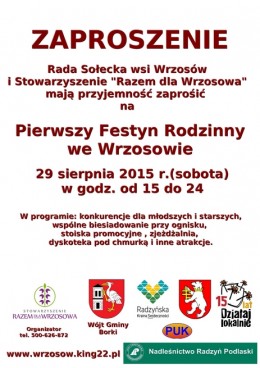 Zaproszenie na Pierwszy Festyn Rodzinny we Wrzosowie