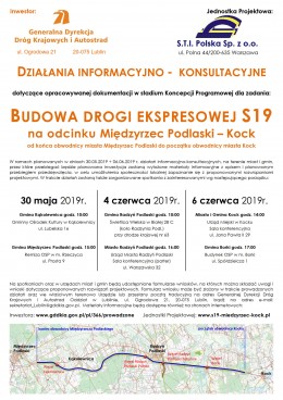 Zapraszam zainteresowanych mieszkańców Wrzosowa na spotkanie 6 czerwca 2019r. godz. 17 w Borkach (budynek OSP) dotyczące budowy drogi ekspresowej S-19