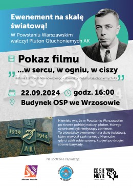 Zapraszamy na pokaz filmu ” …W SERCU, W OGNIU, W CISZY”  22 września 2024 r. o godz. 16 do budynku OSP Wrzosów